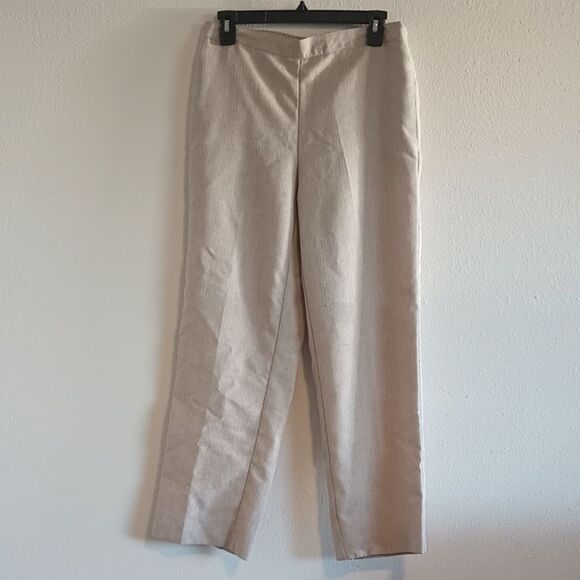 Alfred Dunner Women's Sz 8 Classic Fit Pant Cream/Almond Color W/ Elastic Back - Picture 1 of 8